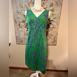 Sz 8 Boden Preppy Jasmine Green and Blue Windsor Bloom Midi Dress